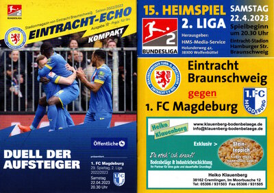 Programmhefte Eintracht Braunschweig Stadion-Echo und das "gelbe" Heft.